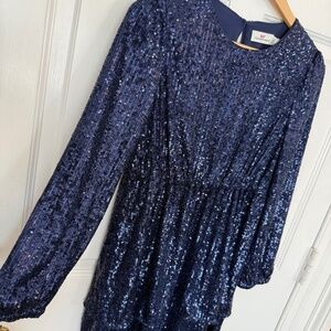 NEW Vineyard Vines Dress, L (16) Tiered Sequin Navy Blue Party Holiday